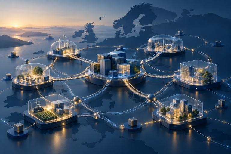 Abstrakte Illustration zu digitaler Souveränität und resilienter europäischer IT-Infrastruktur im Mittelstand